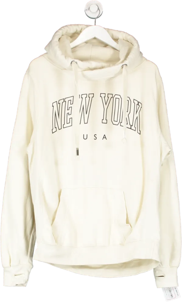 Lucy Dodwell Cream College Vintage New York Hoodie UK 14