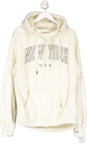 Lucy Dodwell Cream College Vintage New York Hoodie UK 14