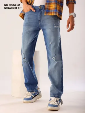 Men Blue Distressed G361 Vintage Straight Fit Jeans