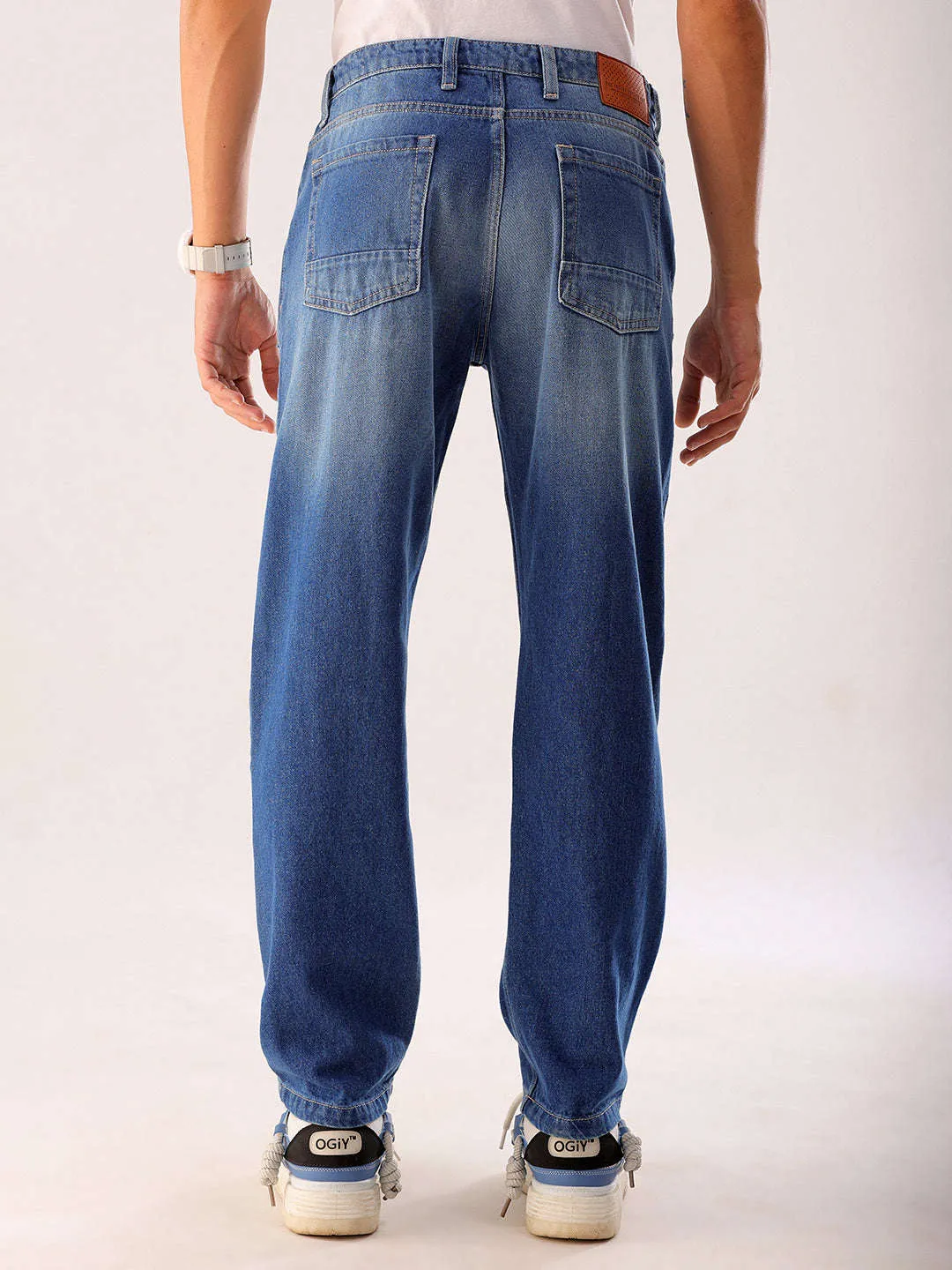 Men Blue Distressed G361 Vintage Straight Fit Jeans