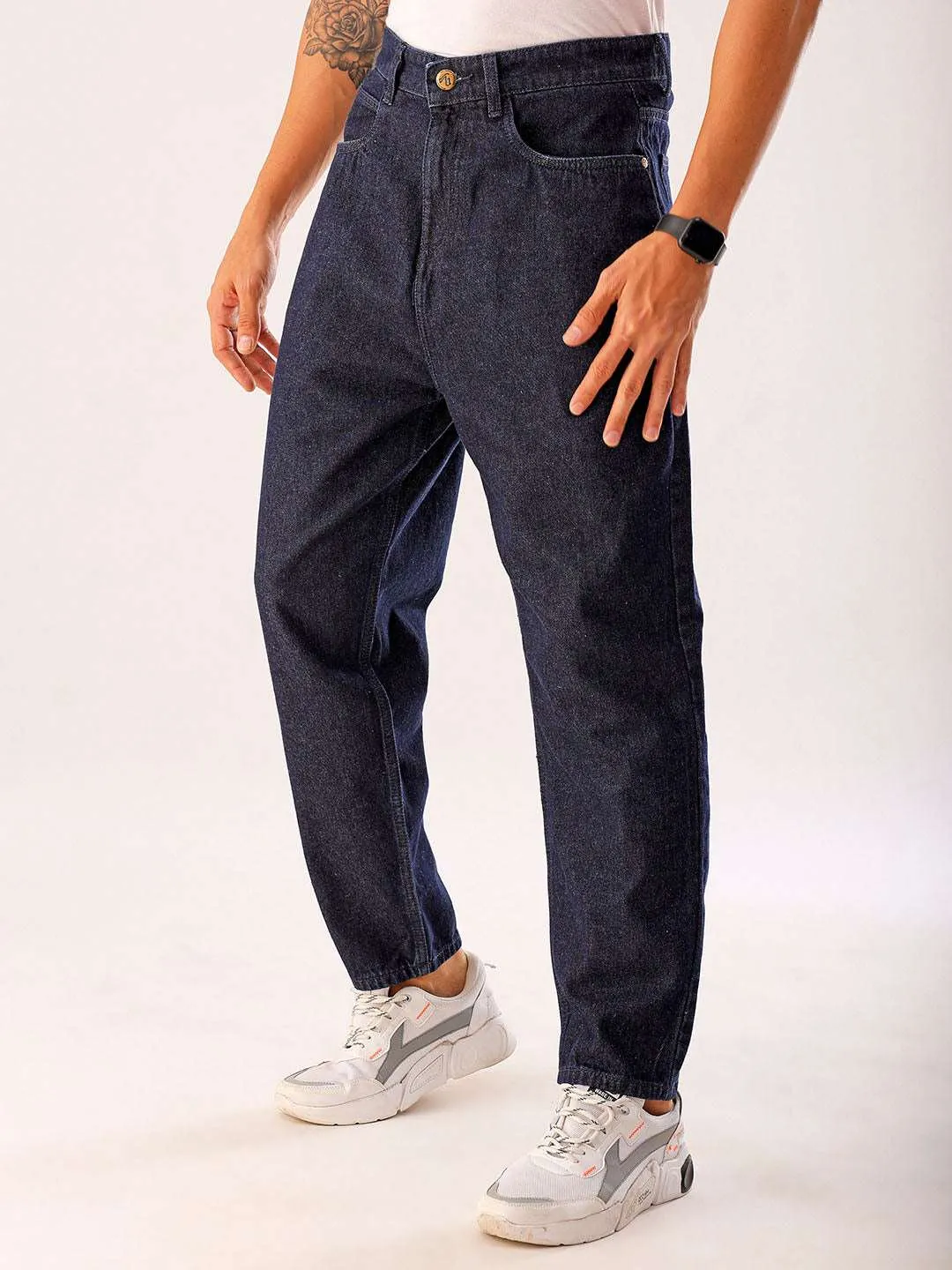 Men Blue Solid G367 Loose Tapered Fit Jeans