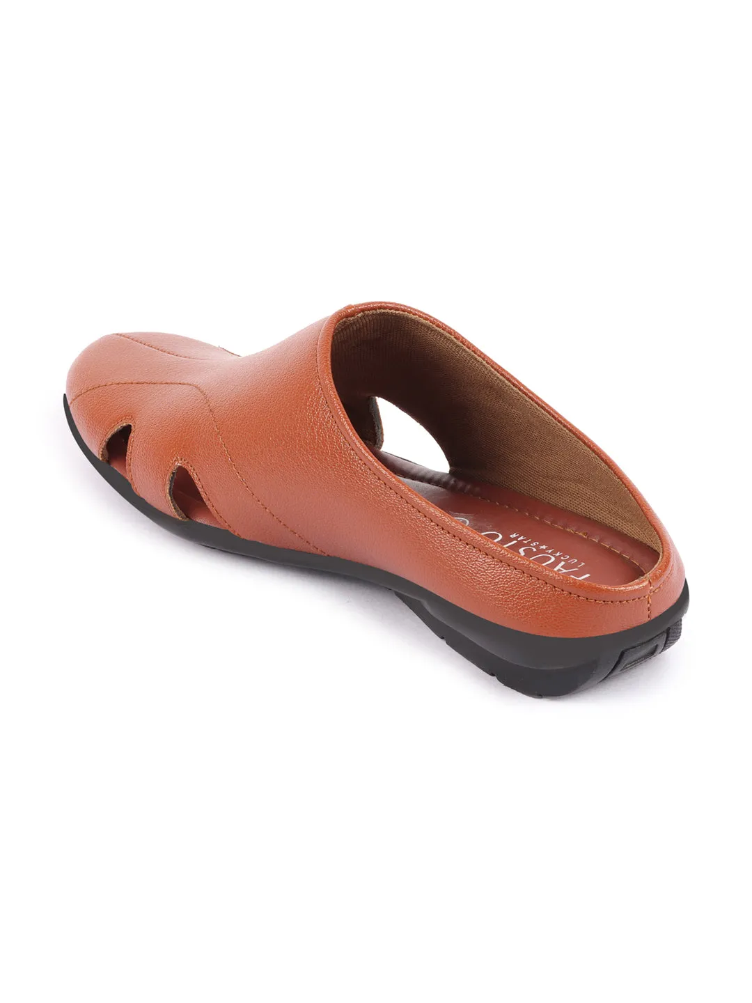 Men Tan Back Open Outdoor Slip-On Slipper Sandals