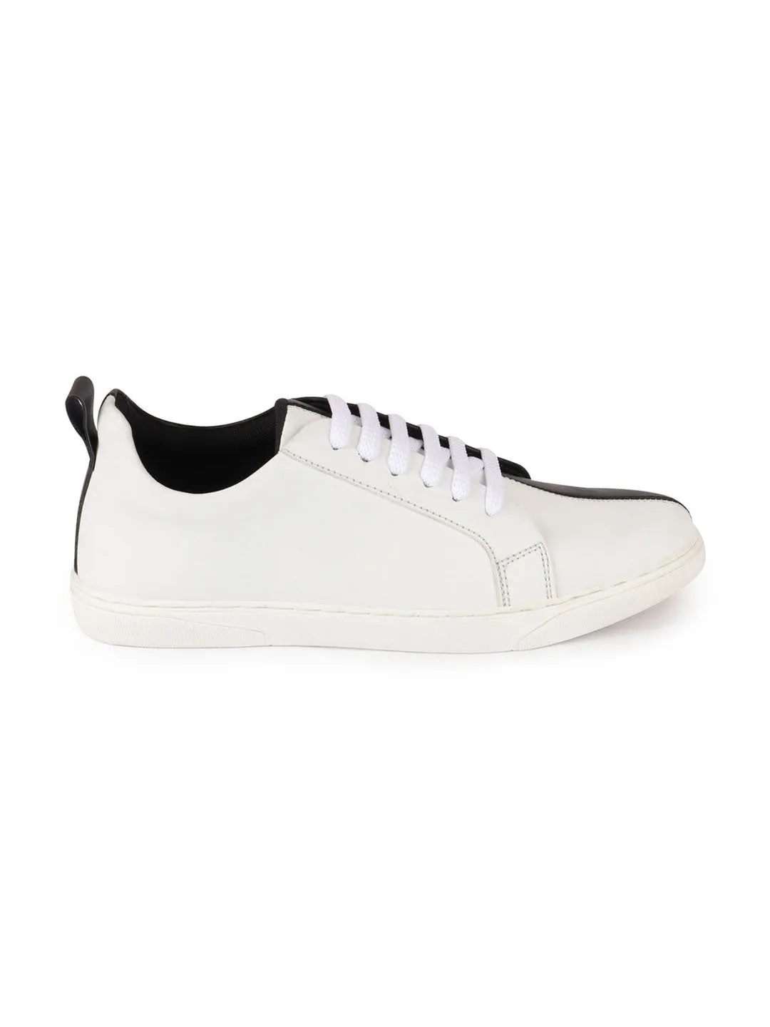 Men White/Black Lace Up Colorblocked Sneakers