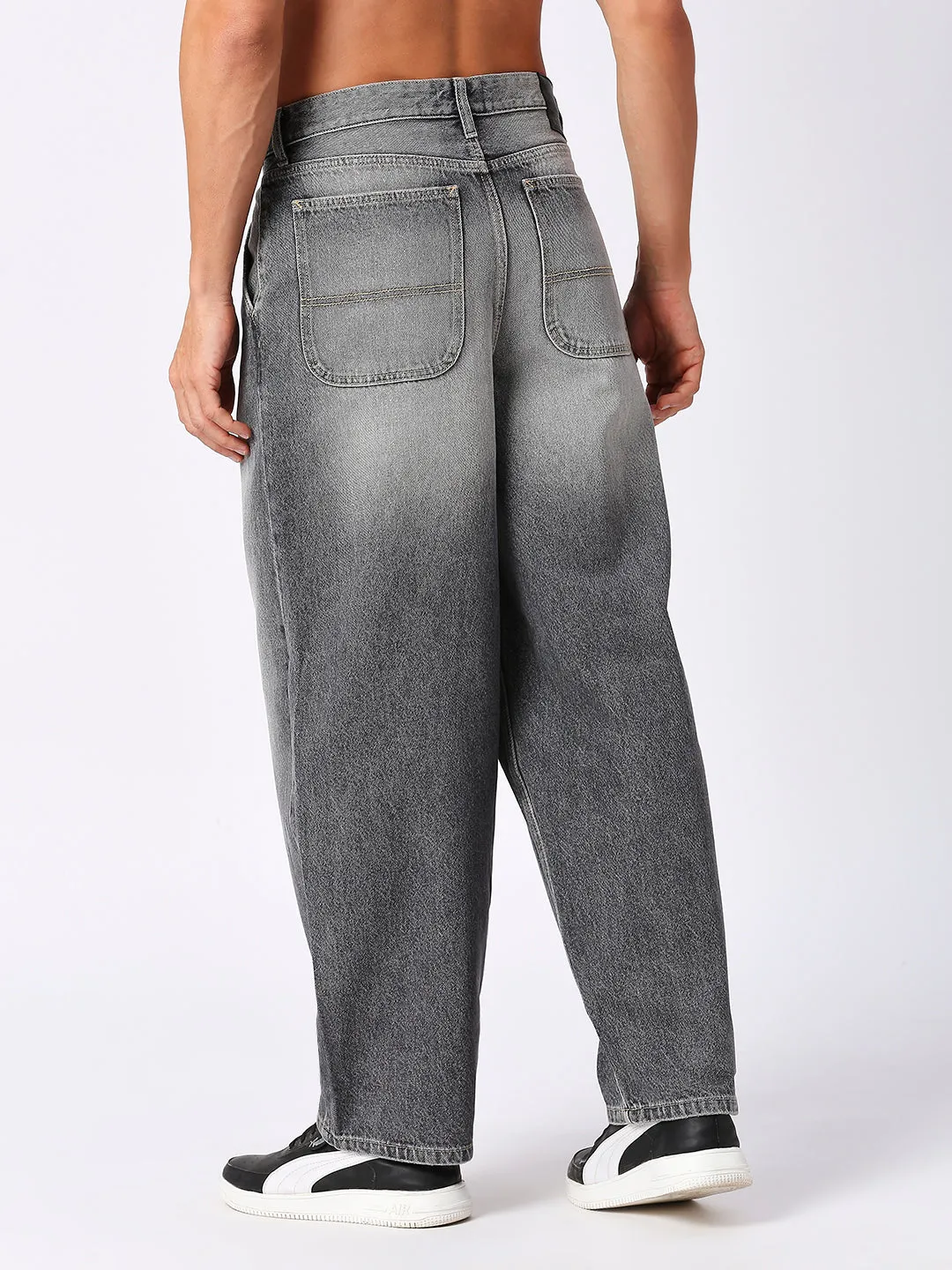 Men's Grey Baggy Fit Denim