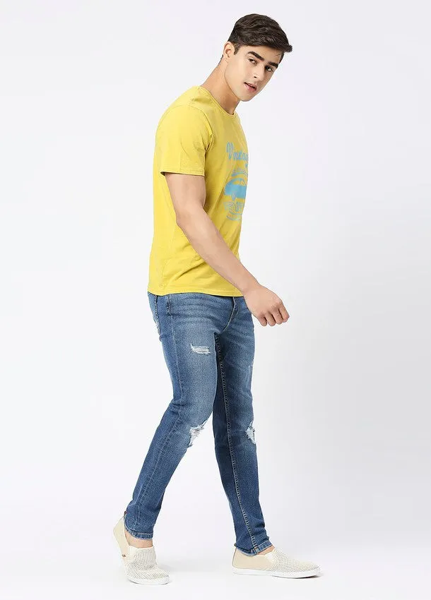 Mid Blue Cruz Skinny Fit Ripped Jeans