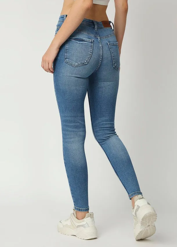 Mid Blue Ibiza HighWaist Basic Skinny Fit Jeans