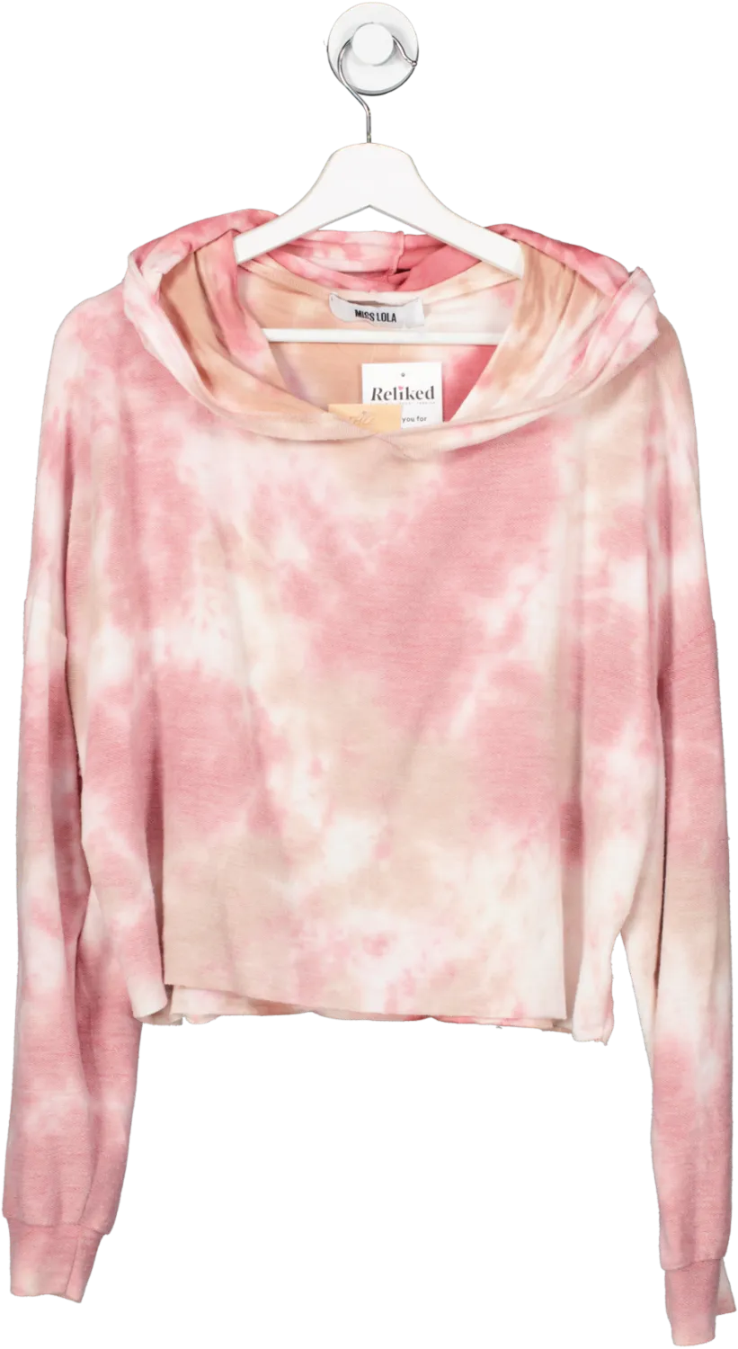 miss lola Pink Tie Dye Print Hoodie UK S