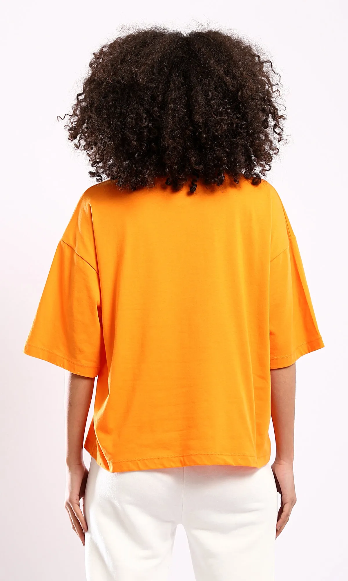 O179809 Solid Slip On Orange Comfy Cotton Tee