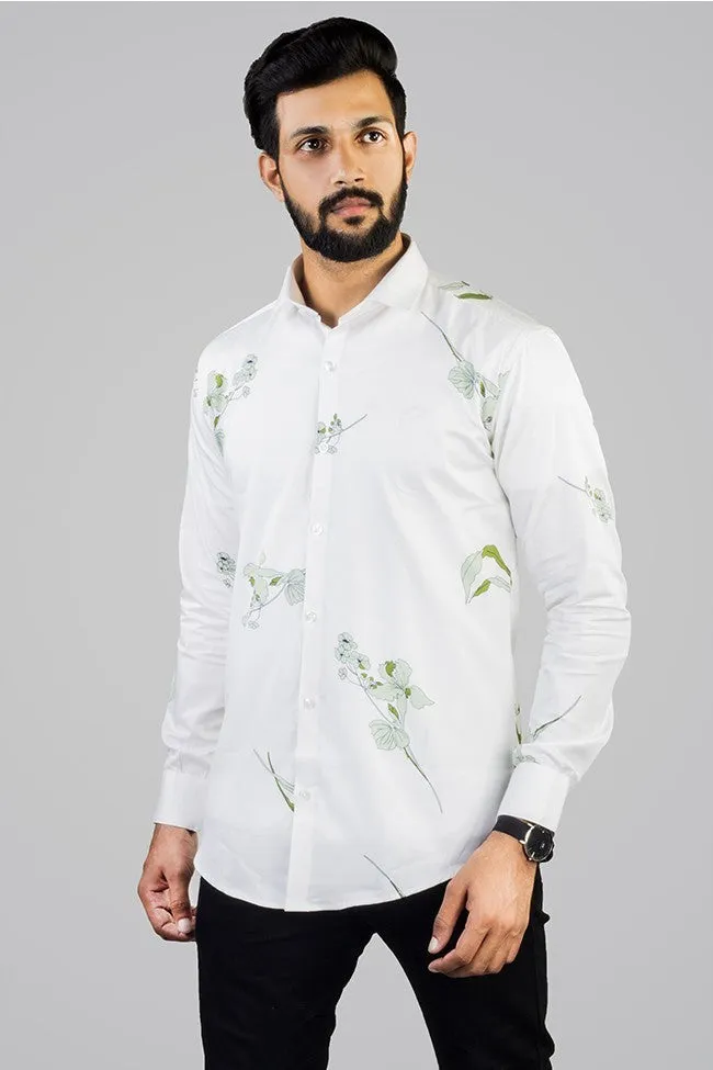 Printed Shirts for Men - Floral Print Cotton Shirt Brown