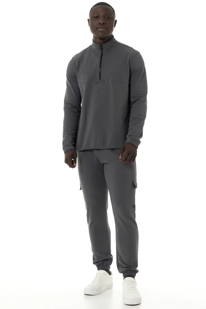 Quarter Zip Sweat Top _ 146538 _ Charcoal