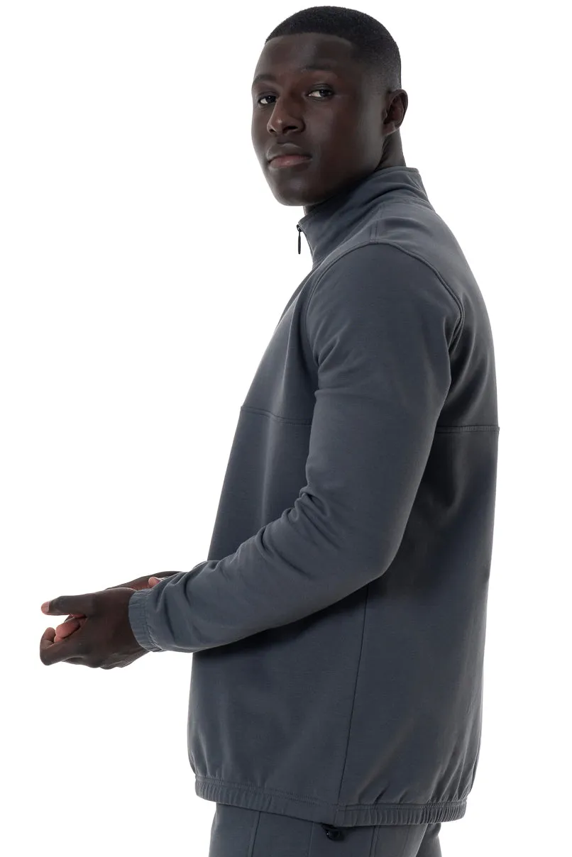 Quarter Zip Sweat Top _ 146538 _ Charcoal