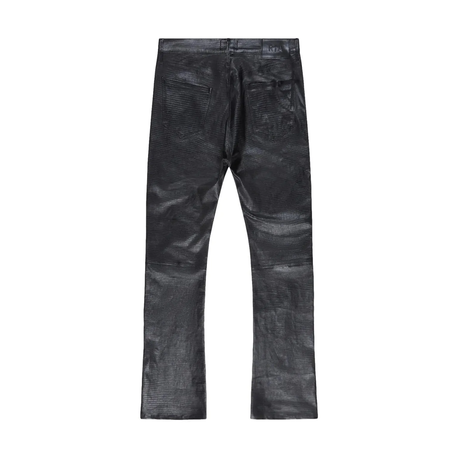 RTA Denis Mini Flare Black Drago Leather Jeans