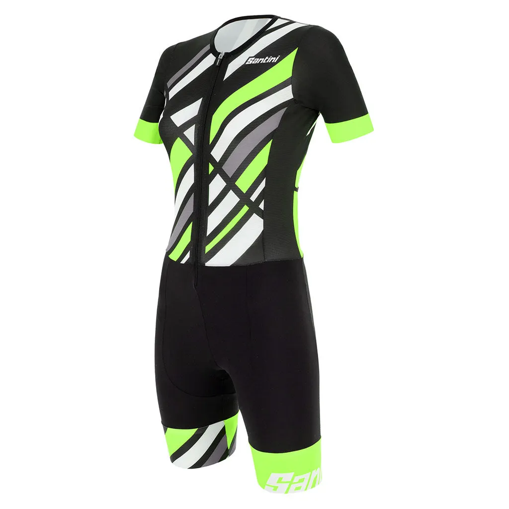 Santini Womens Redux Raggio Short Sleeve Trisuit - Green