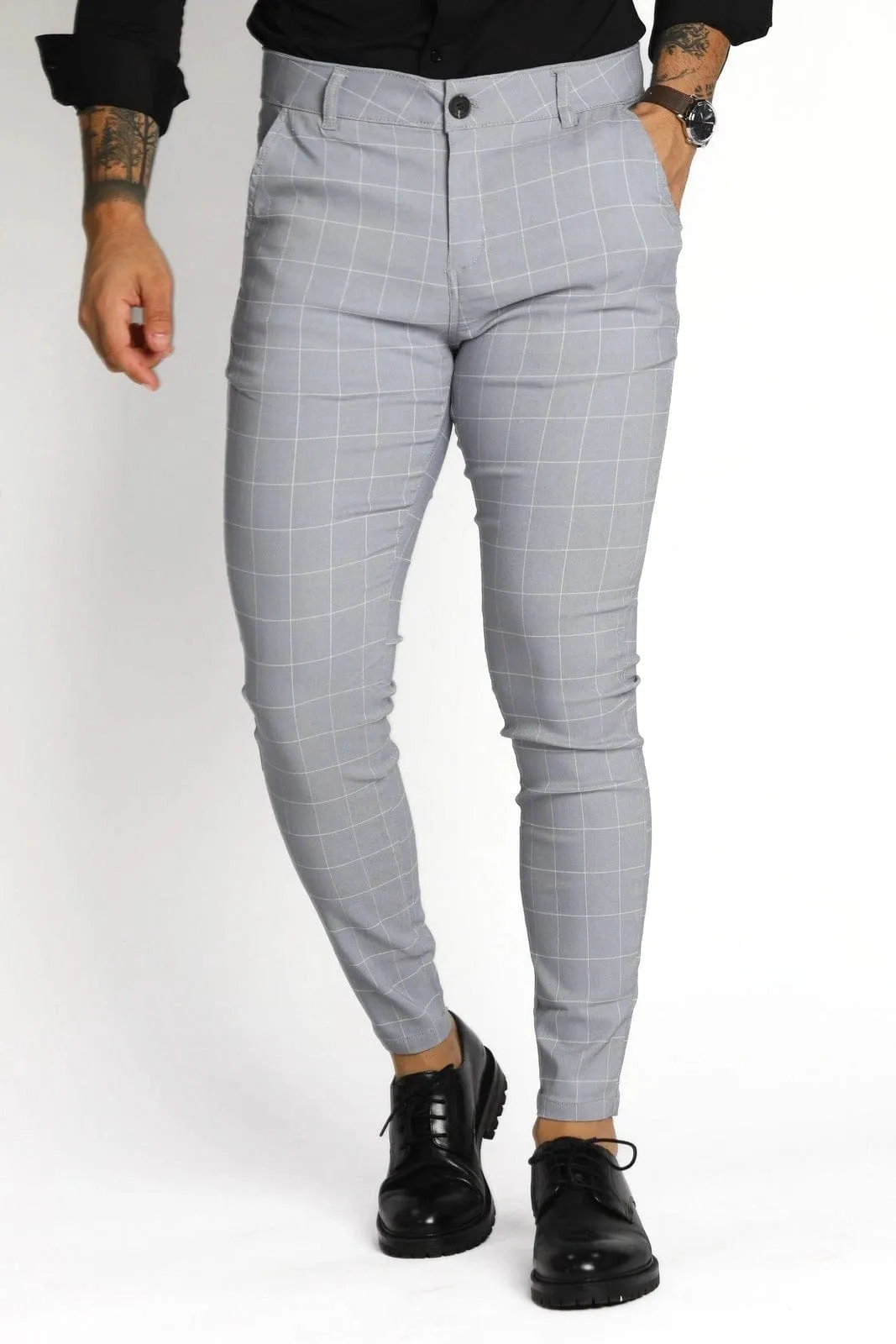 Silver Checkered Dress Pants