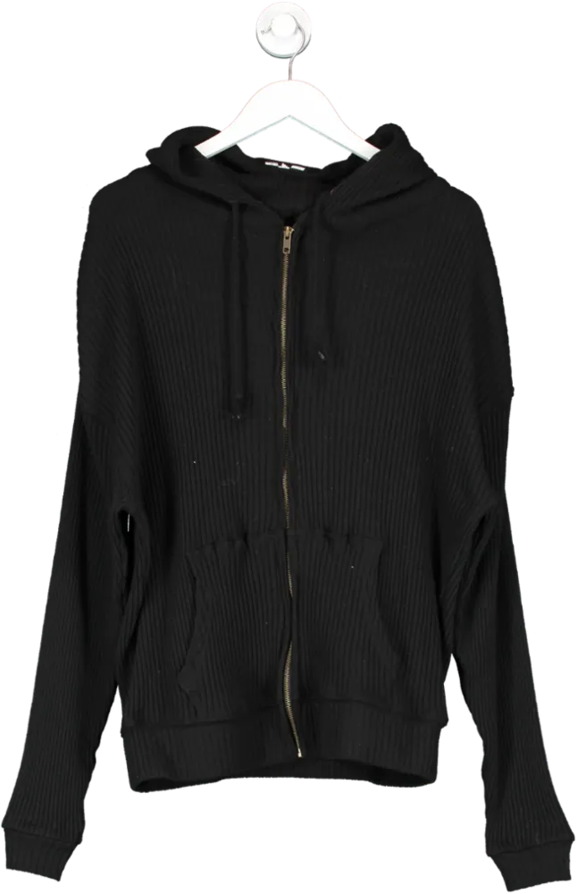 Sisters & Seekers Black Zip Ribbed Hoodie UK S