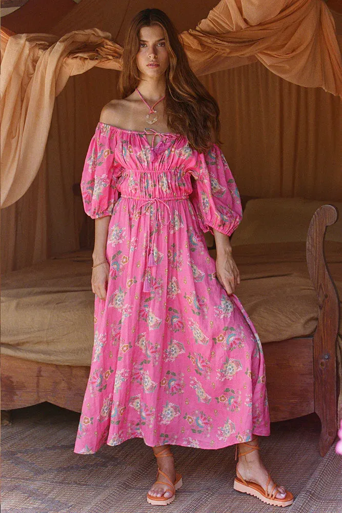 Spell SOLSTICE LINEN SOIREE DRESS - Rose