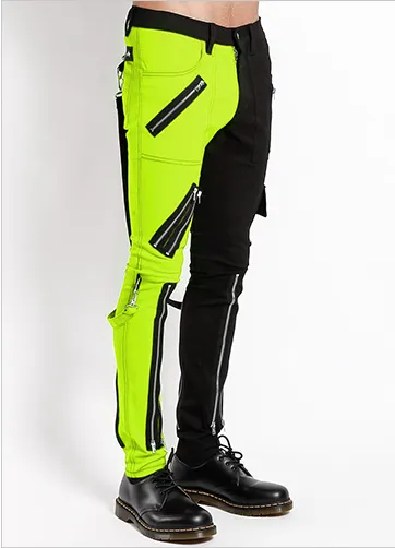 SPLIT LEG BONDAGE PANT BLK/LIME