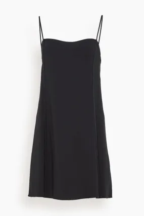 Stretch Crepe Cady Mini Dress in Nero