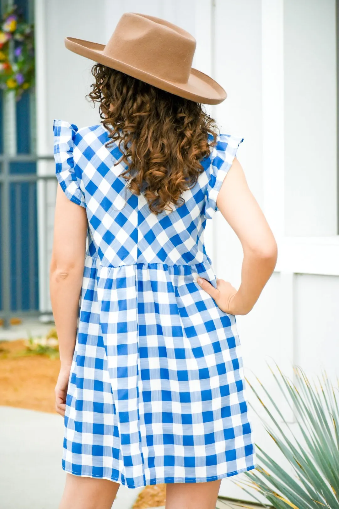 Stroll In The Park Blue Checkered Dress