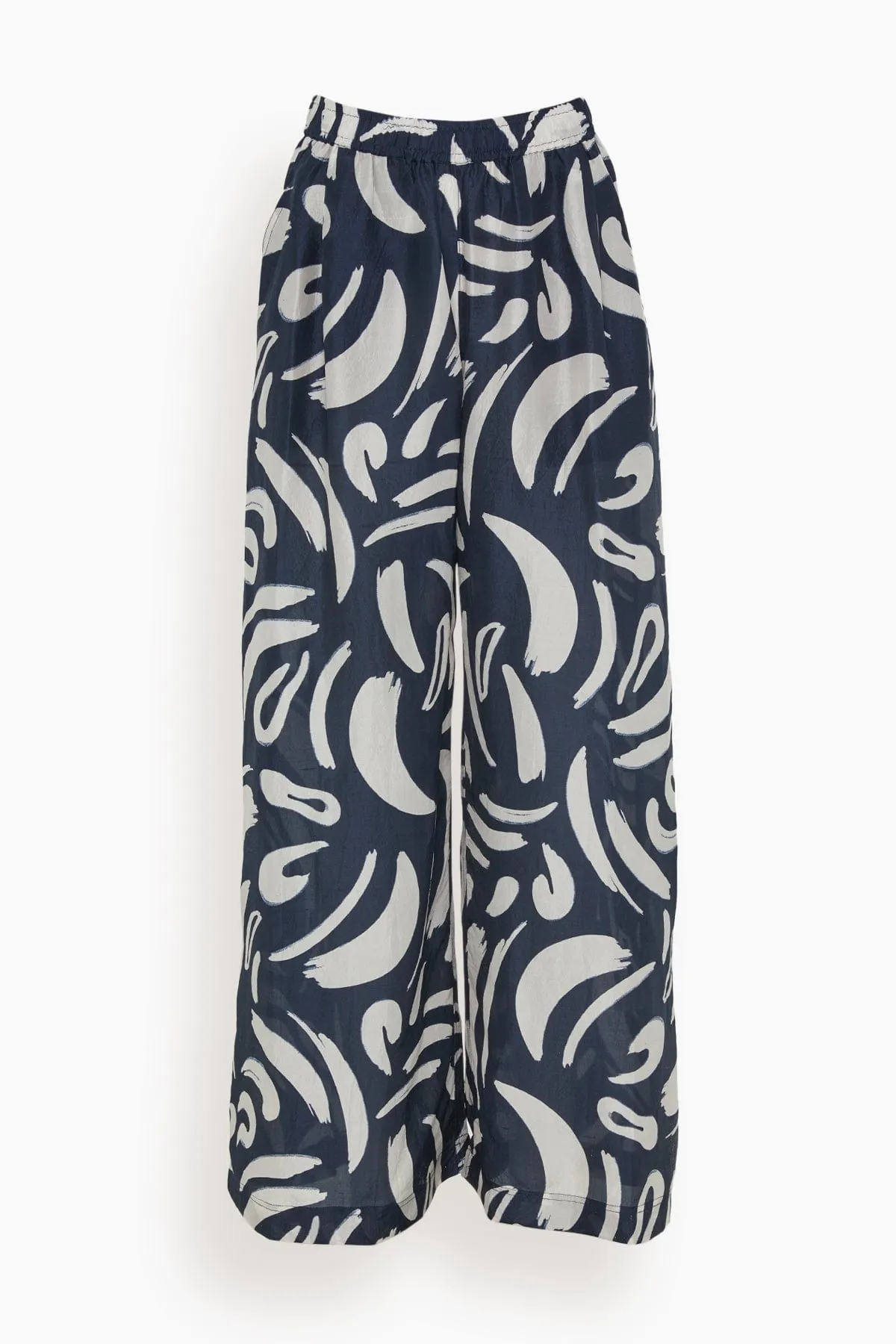 Suerte Wide Leg Pant in Navy Abstract Brushes