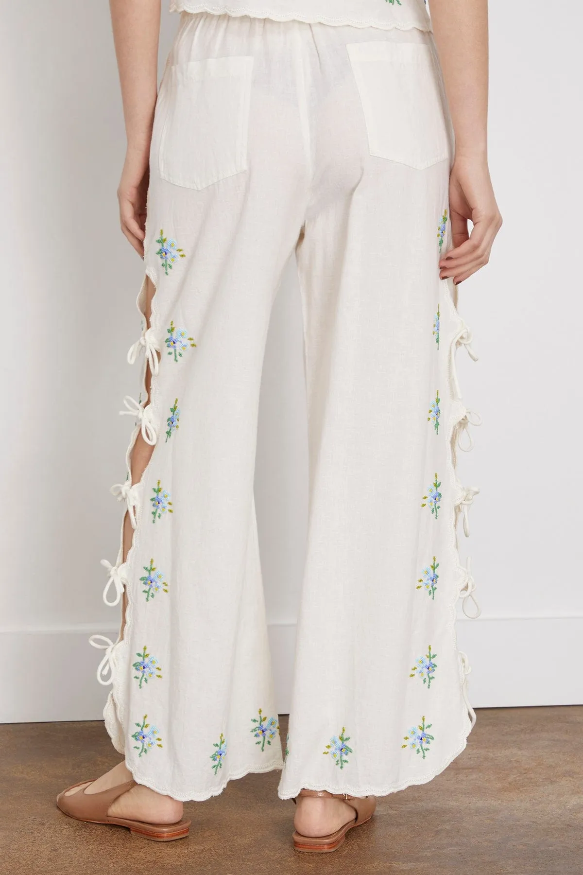 Tania Beaded Pants in White