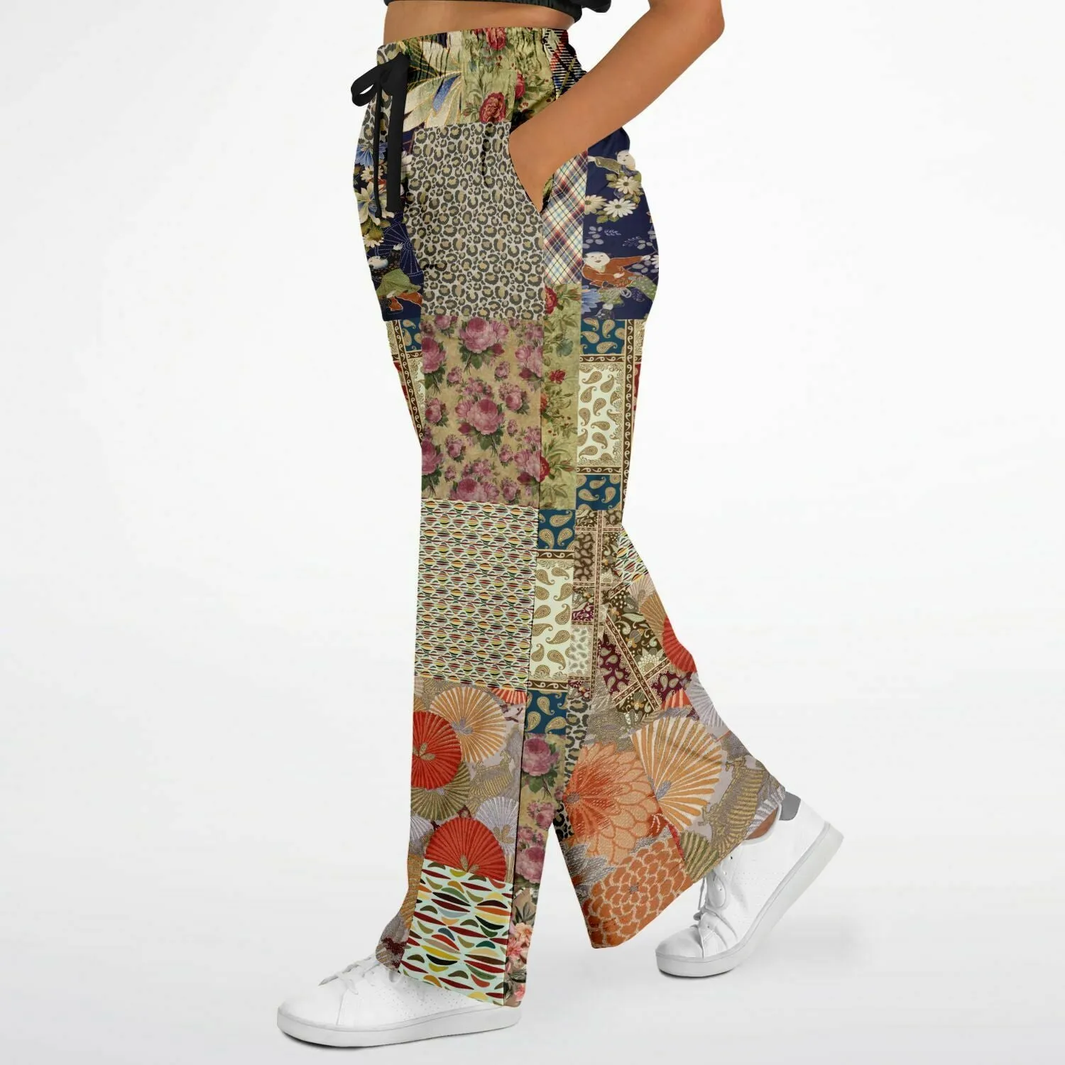 Tripoli Floral Patchwork Eco-Poly Stretchy Phat Bellbottoms