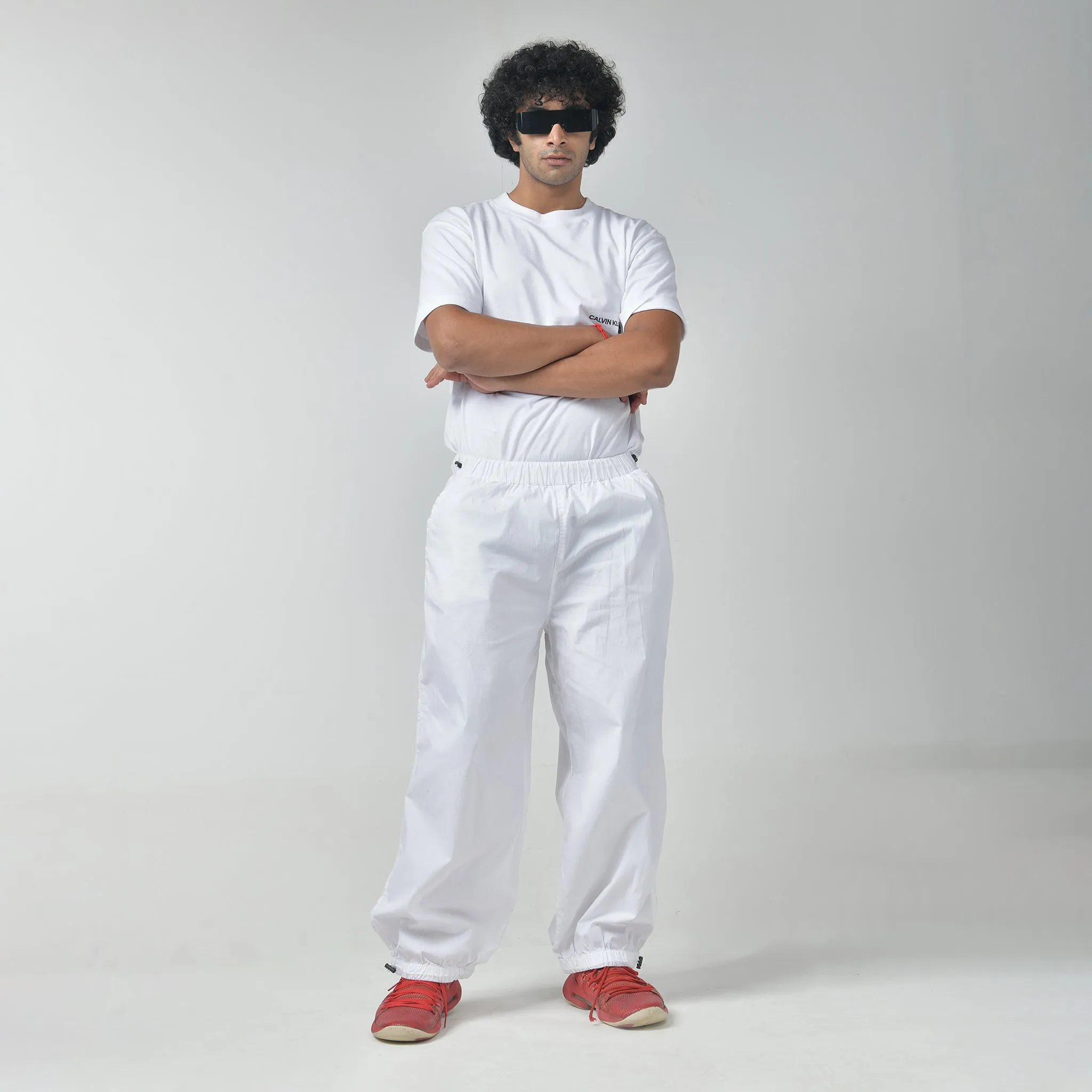 Unisex White Parachute Pants