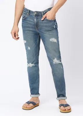 Vintage Mid Blue Cruz Skinny Fit Ripped Jeans