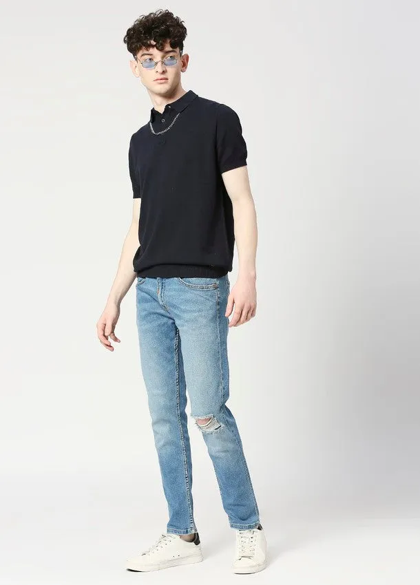 Vintage Mid Blue Cruz Skinny Fit Ripped Jeans