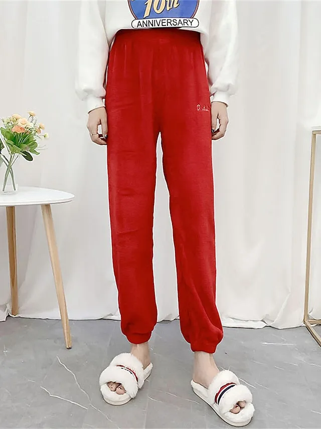 Warm and Cozy Women's Plush Fleece Lounge Pants for Autumn and Winter