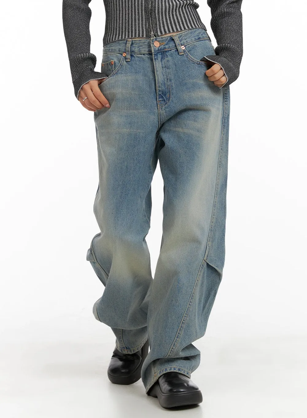 Washed Baggy Jeans CA404