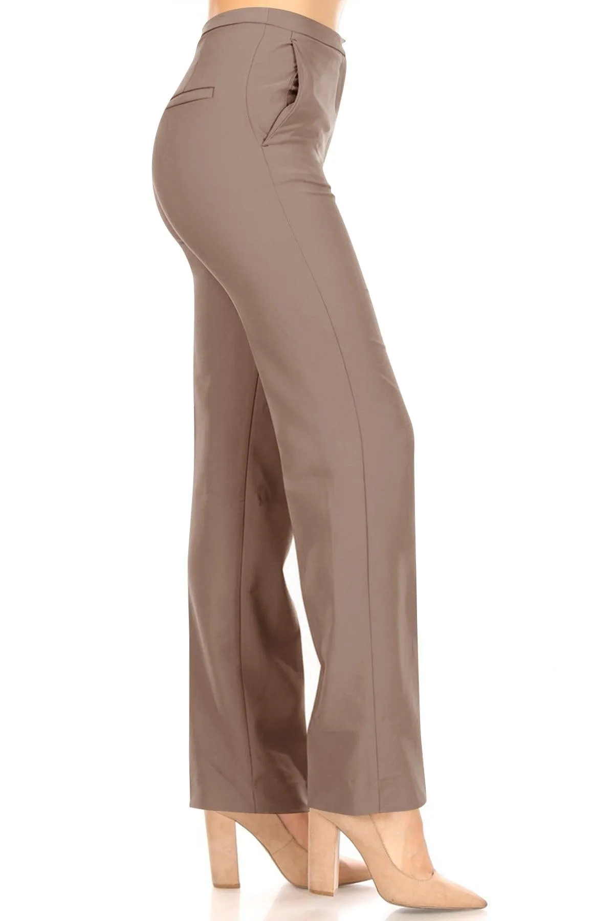 Women's Casual Straight Woven Dress Pants for Office Work